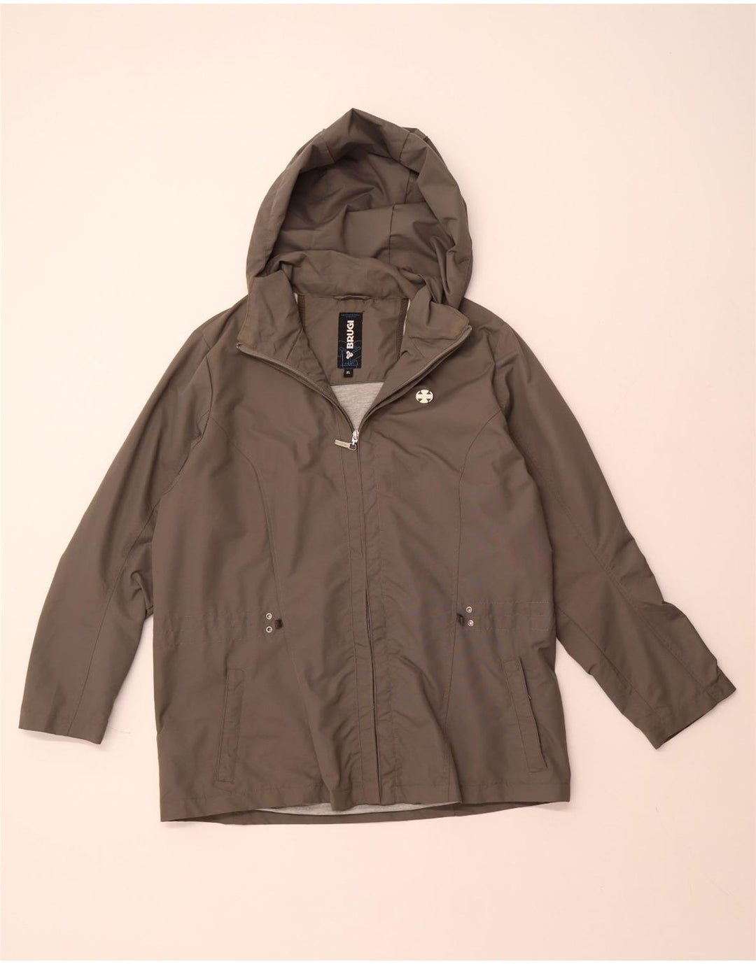 Damska kurtka przeciwdeszczowa z kapturem BRUGI UK 18 XL Szary poliamid