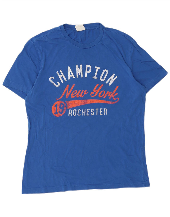 Męski T-shirt z grafiką CHAMPION, duży, niebieski