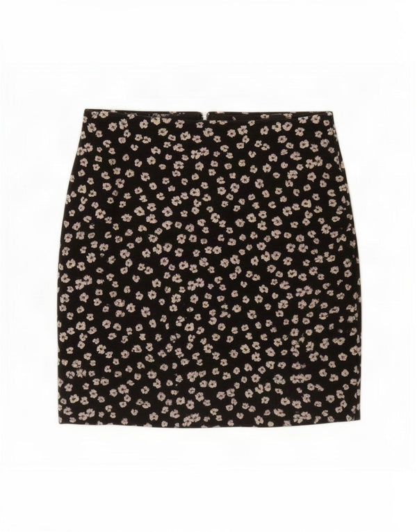 Dorothy Perkins Damska mini spódniczka UK 8 Small W27 Czarny kwiatowy poliester