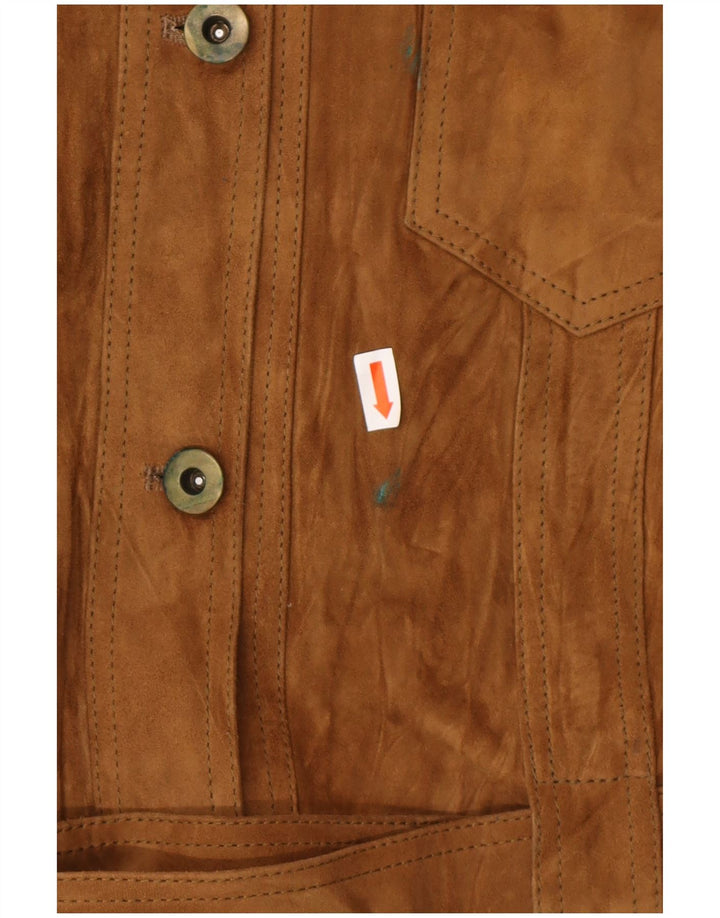 Damska zamszowa kurtka wojskowa VINTAGE IT 42 Średniobrązowa skóra