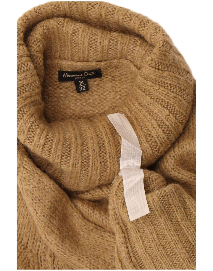 Sweter damski Massimo Dutti z wywijanym dekoltem UK 12, średni beż, akryl