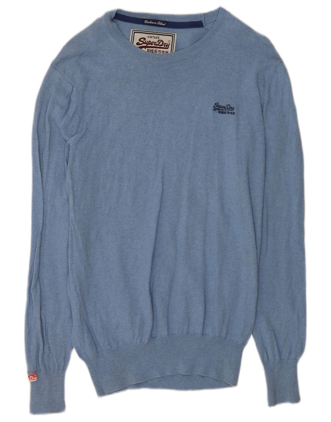 Męski sweter Superdry z dekoltem w łódkę, duży, niebieski, bawełniany