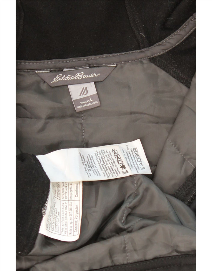 EDDIE BAUER Womens Hooded Windbreaker Jacket UK 16 Large Black Colourblock Vintage Eddie Bauer and Second-Hand Eddie Bauer from Messina Hembry 