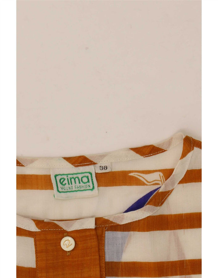 Damska bluzka oversize w stylu vintage z grafiką Top EU 36 w małe brązowe paski