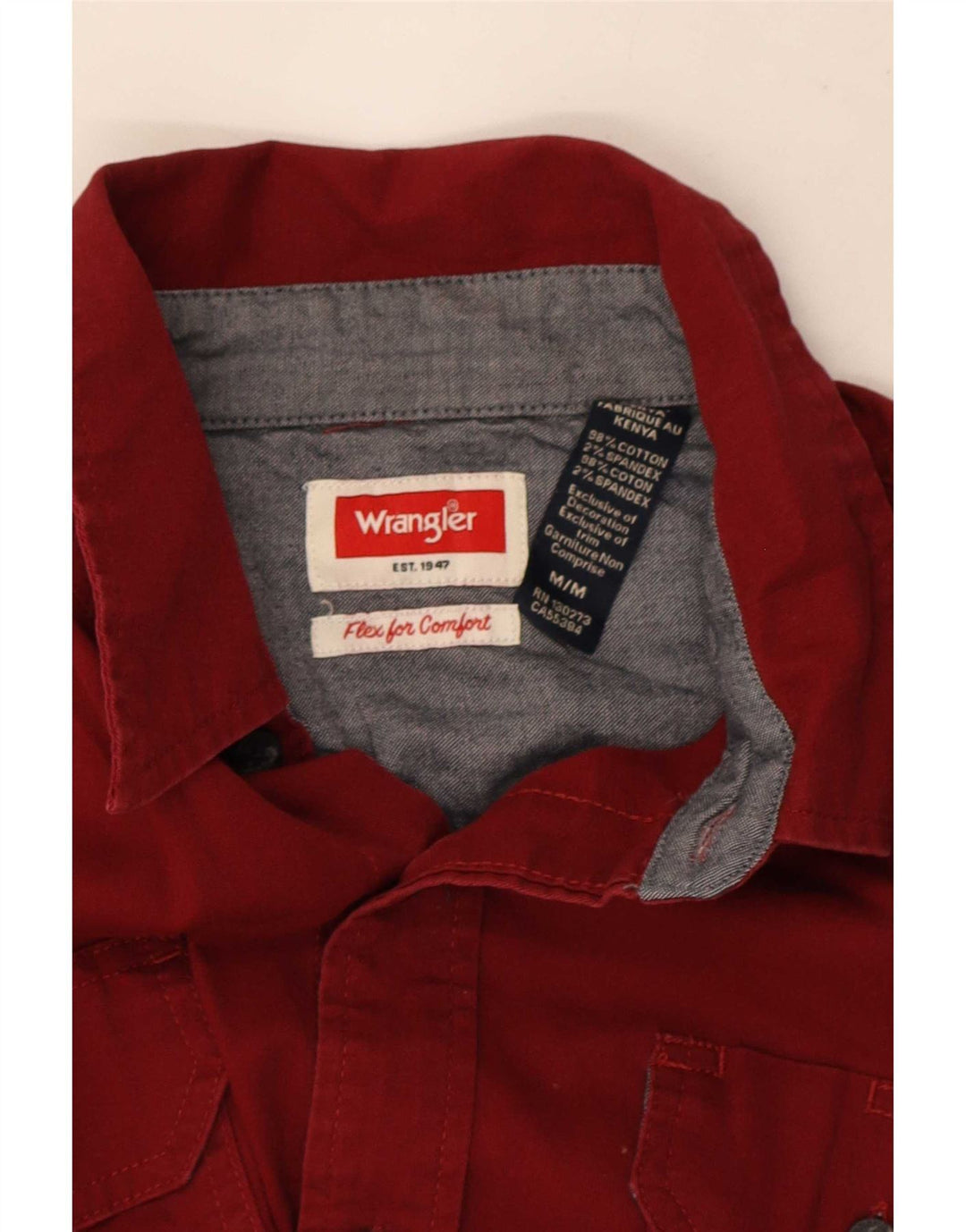 Koszula męska z krótkim rękawem Wrangler, średnia, bordowa bawełna