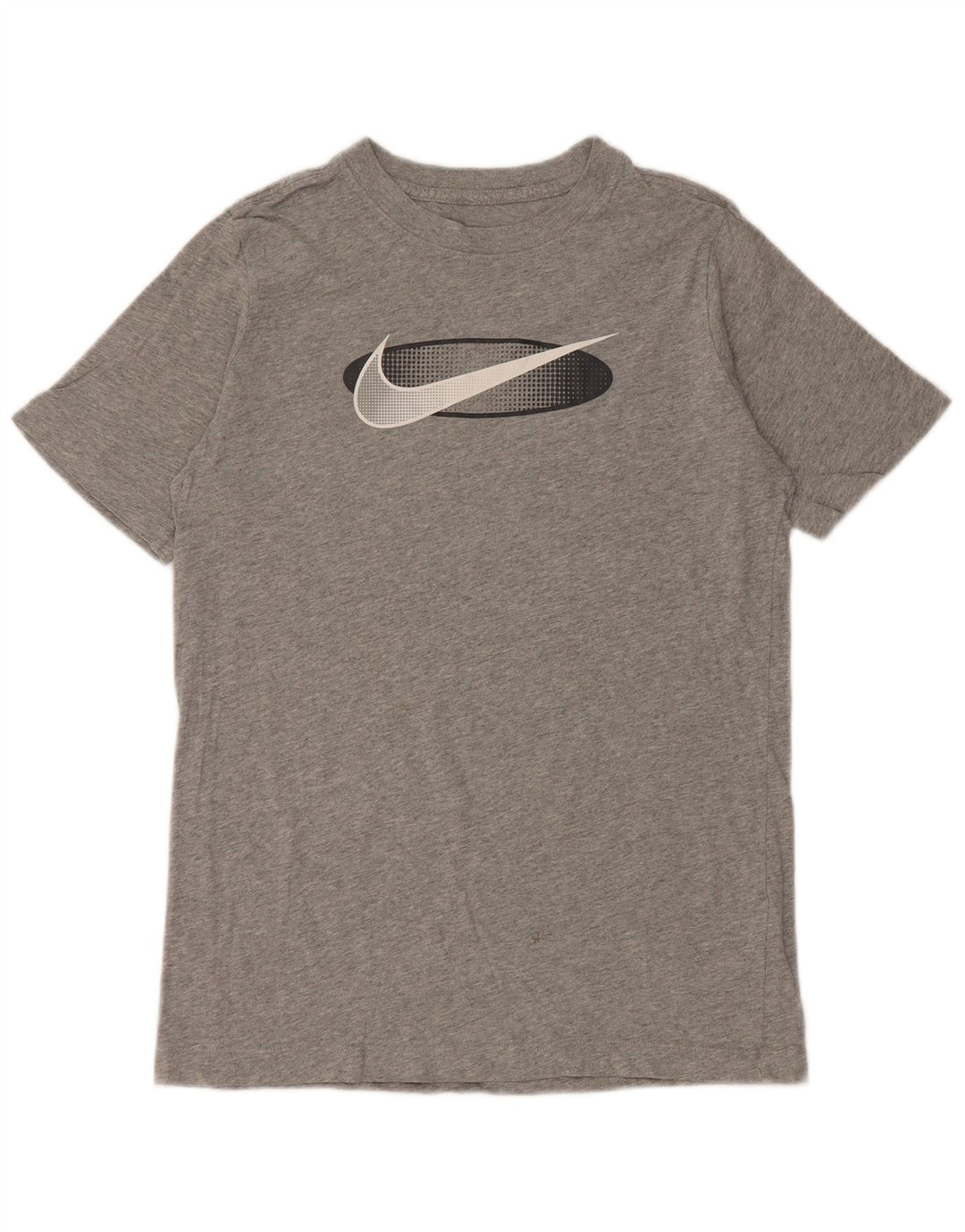 Chłopięcy T-shirt z grafiką NIKE, 13-14 lat, XL, szara bawełna w plamki