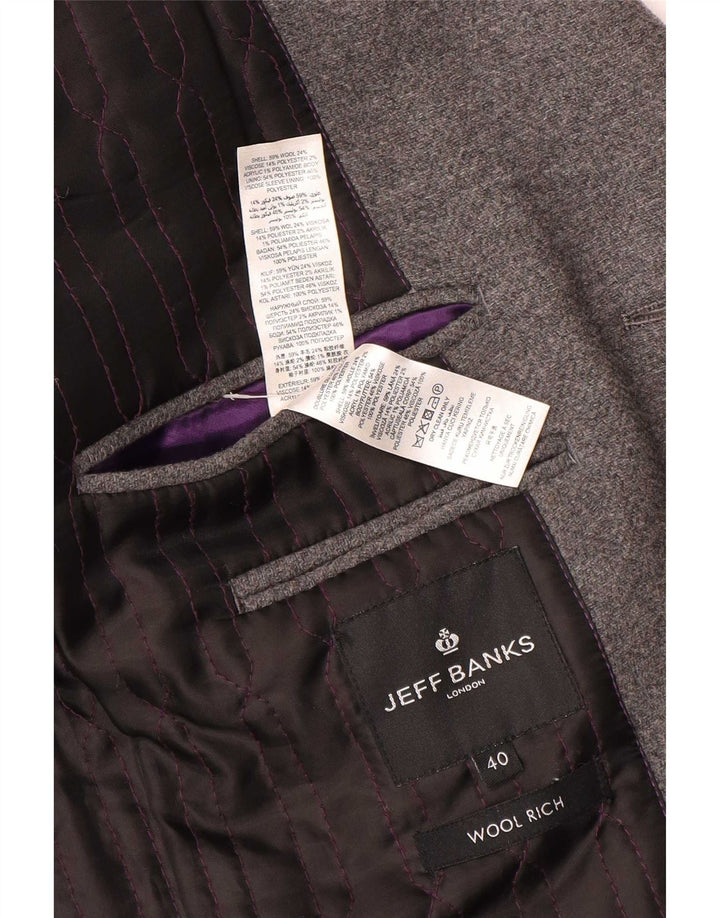 Jeff Banks Płaszcz męski UK 40 Large Grey Wool