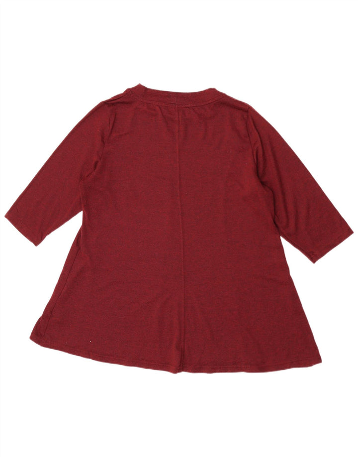 Marks & Spencer Damski top z rękawem 3/4 UK 20 2XL Burgundowy poliester