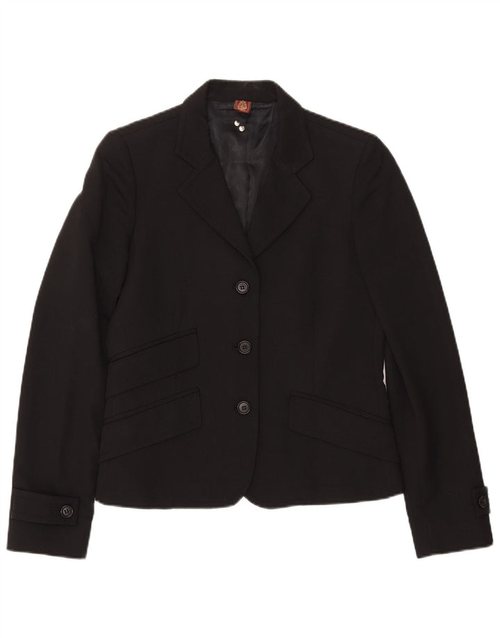 DONDUP Womens 3 Button Blazer Jacket IT 42 Medium Black Cotton