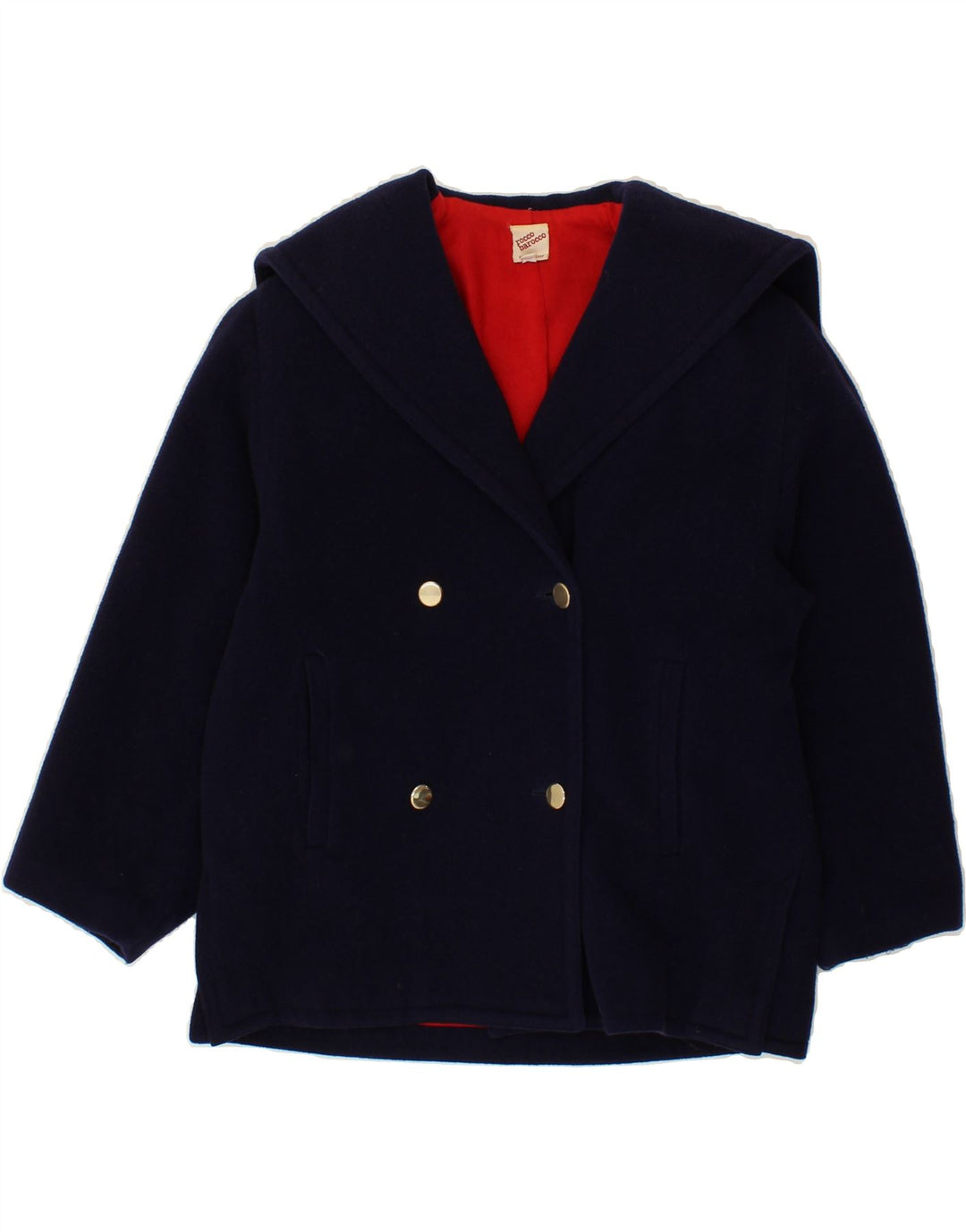 ROCCOBAROCCO Girls Double Breasted Coat 8-9 Years Navy Blue Vintage Roccobarocco and Second-Hand Roccobarocco from Messina Hembry 