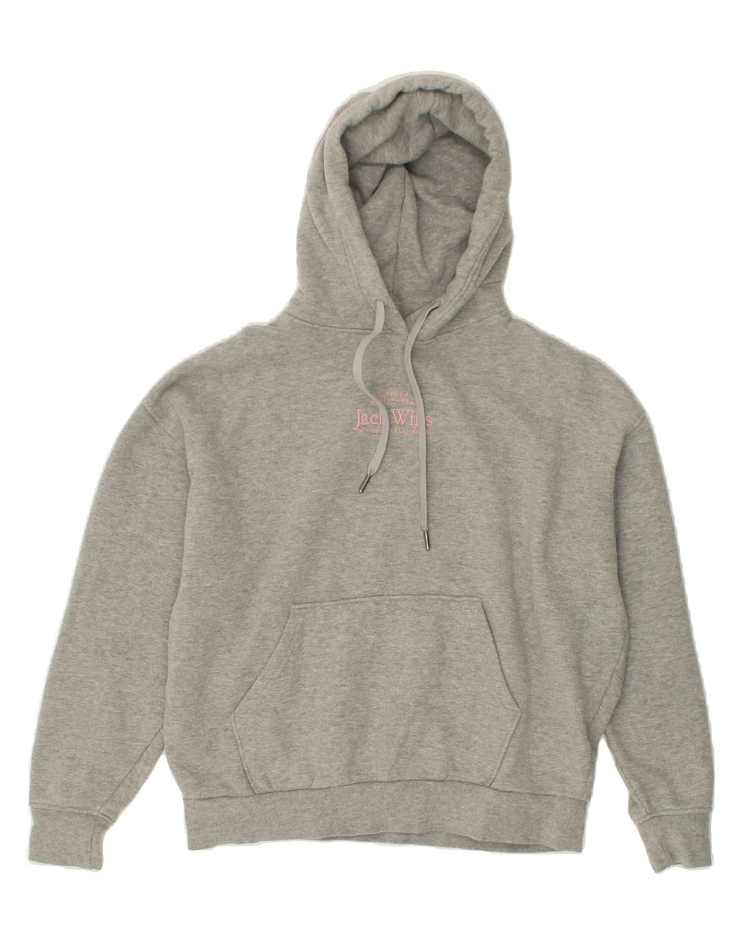JACK WILLS Womens Oversized Graphic Hoodie Jumper UK 10 Small Grey Vintage Jack Wills and Second-Hand Jack Wills from Messina Hembry 
