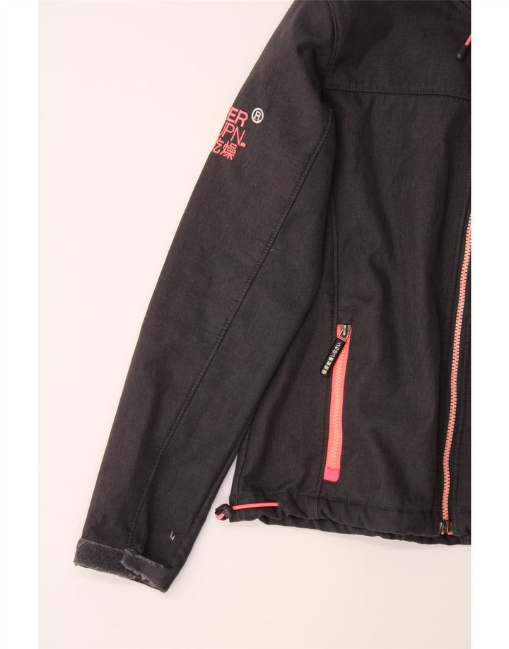SUPERDRY Womens Graphic Windbreaker Jacket UK 10 Small Grey Vintage Superdry and Second-Hand Superdry from Messina Hembry 