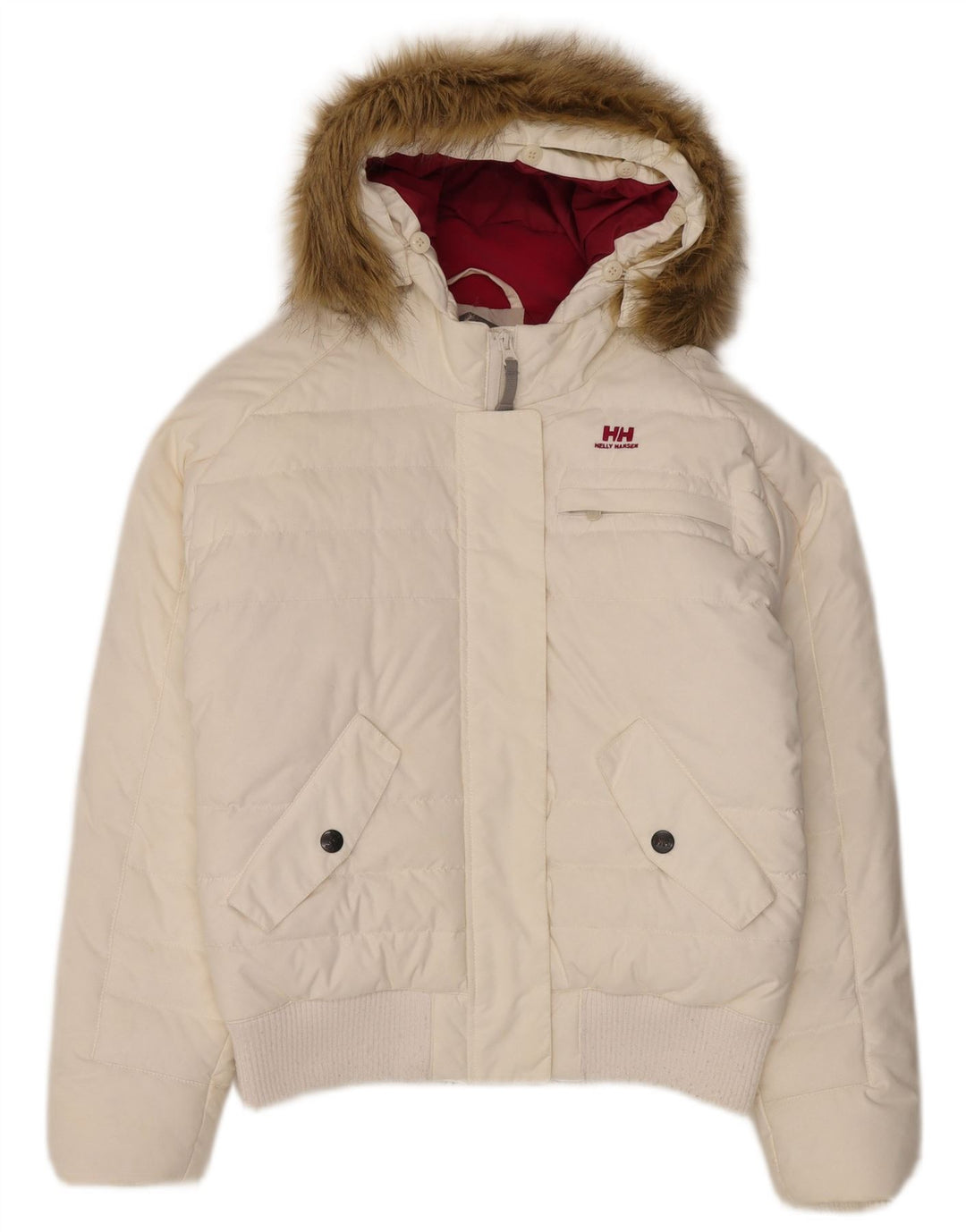 Damska wyściełana kurtka z kapturem Helly Hansen UK 12 Średni biały nylon
