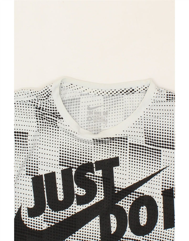 NIKE Mens Athletic Cut Graphic T-Shirt Top Medium White Spotted Cotton Vintage Nike and Second-Hand Nike from Messina Hembry 