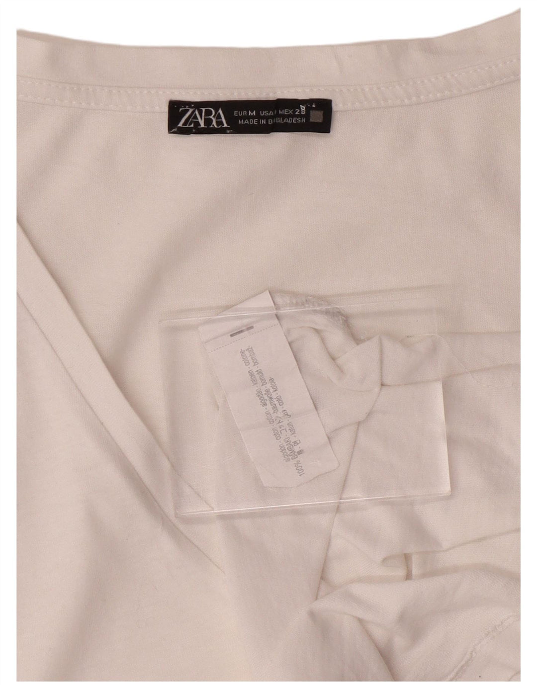 ZARA Womens T-Shirt Top UK 14 Medium White Cotton