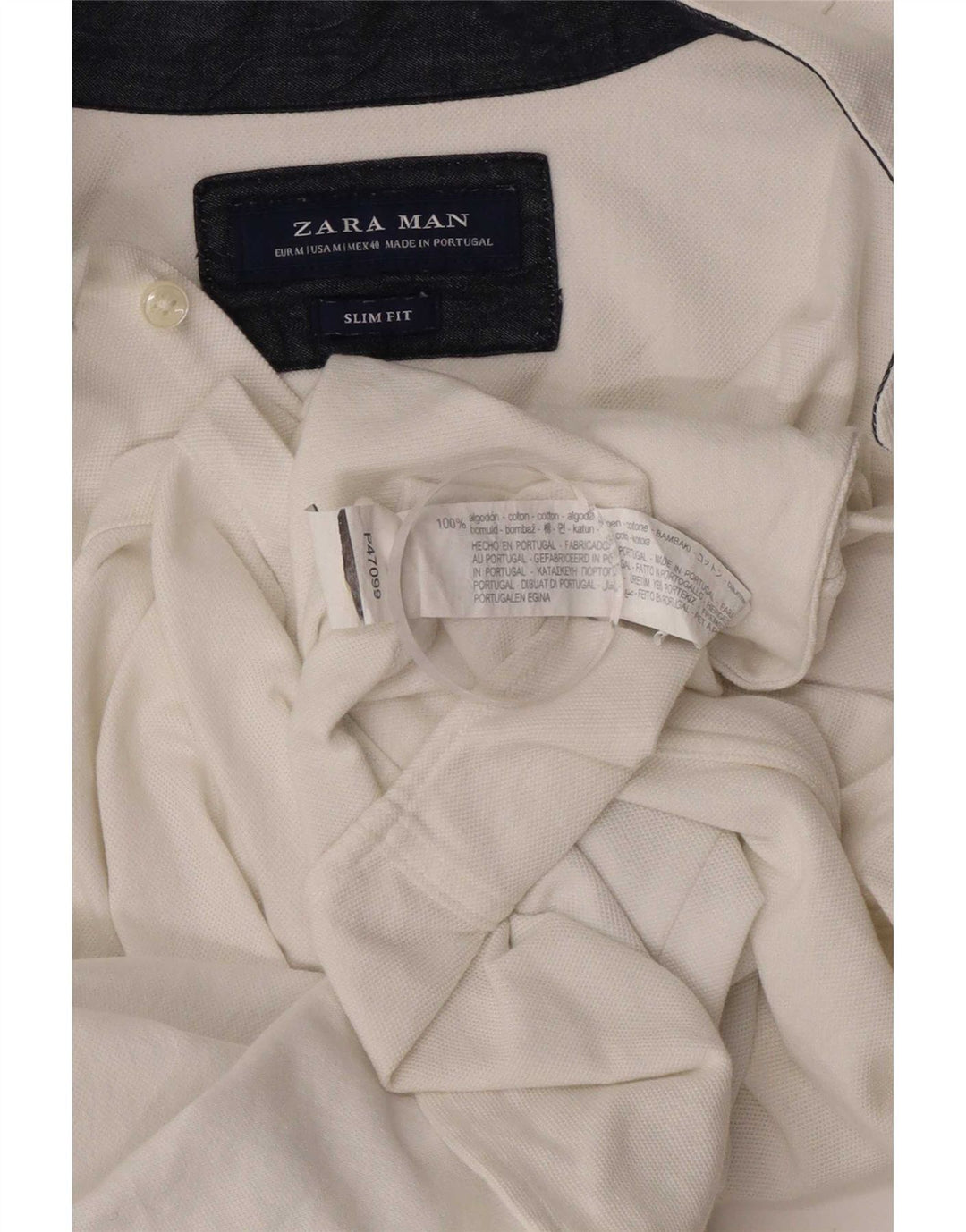 Męska koszula slim fit z krótkim rękawem Zara, średnia biała bawełna