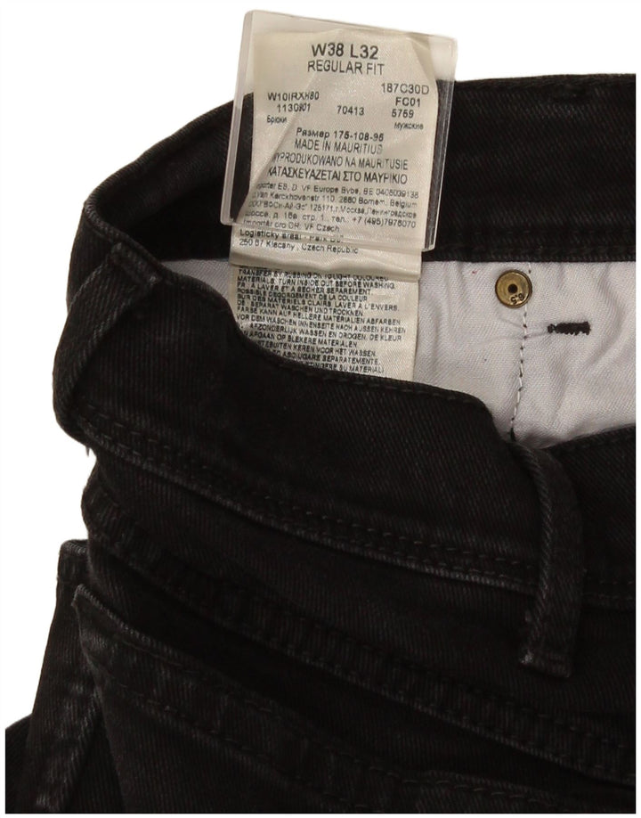 Męskie jeansy Wrangler o prostym kroju W38 L32, czarne, bawełniane