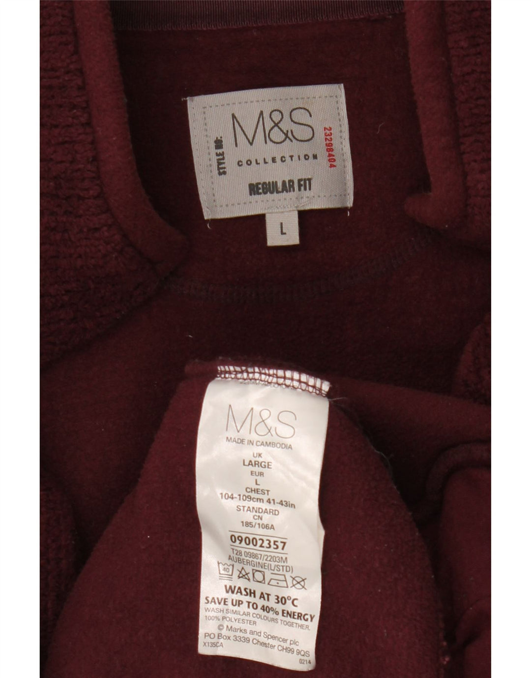 Męska kurtka dresowa Marks & Spencer o regularnym kroju, duża, bordowa