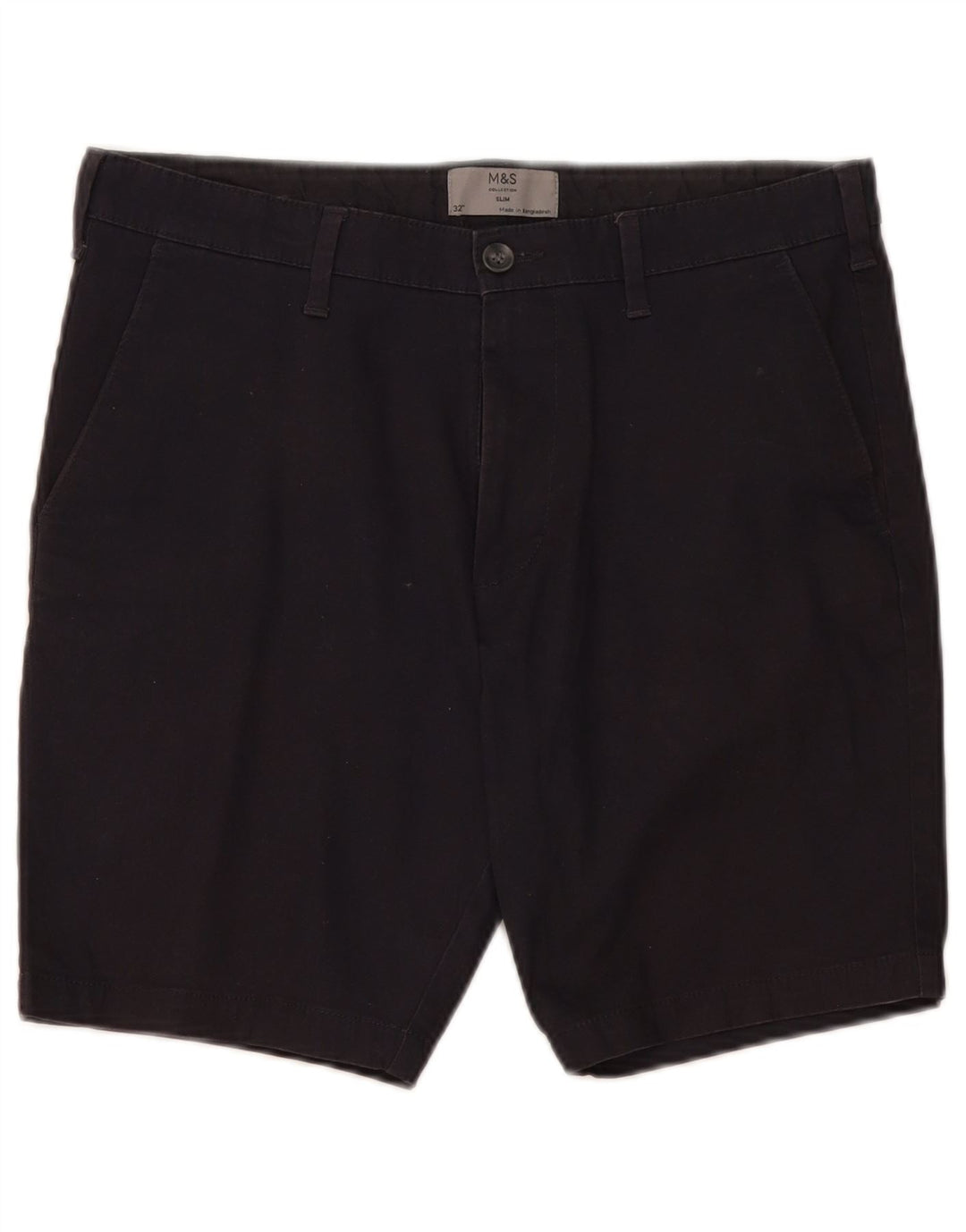 Marks & Spencer Mens Chino Shorts W32 Medium Navy Blue Cotton