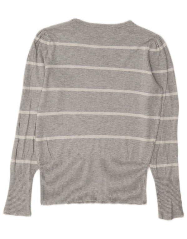 Marks & Spencer Damski sweter z okrągłym dekoltem, UK 8, w małe szare paski