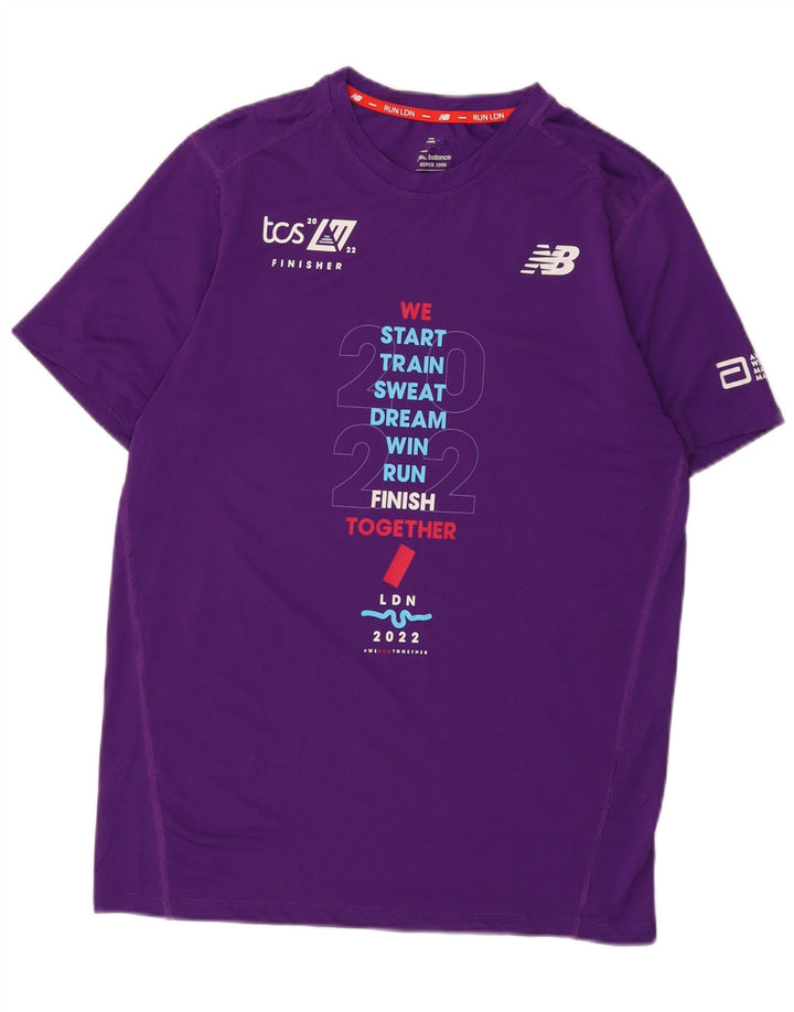 Męska koszulka z grafiką NEW BALANCE Top, średni fioletowy poliester