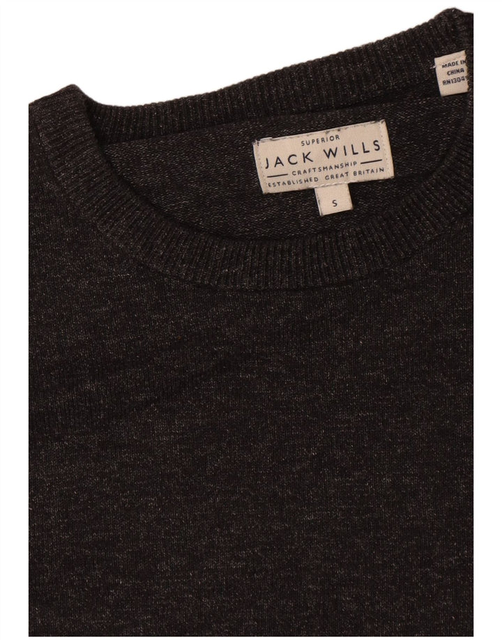 Jack Wills Męski sweter z okrągłym dekoltem, mały, szary, bawełniany