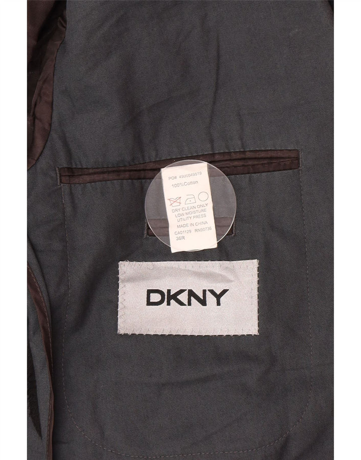 Męska marynarka zapinana na 2 guziki Dkny UK 36, mała, szara bawełna
