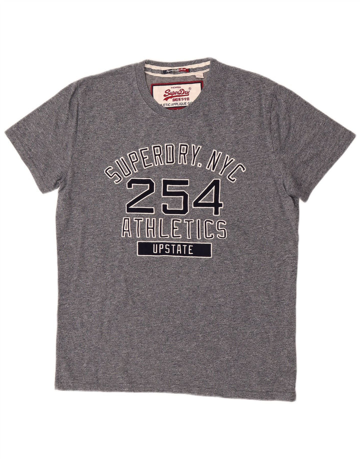 Męski T-shirt Superdry z grafiką, rozmiar XL, szara bawełna