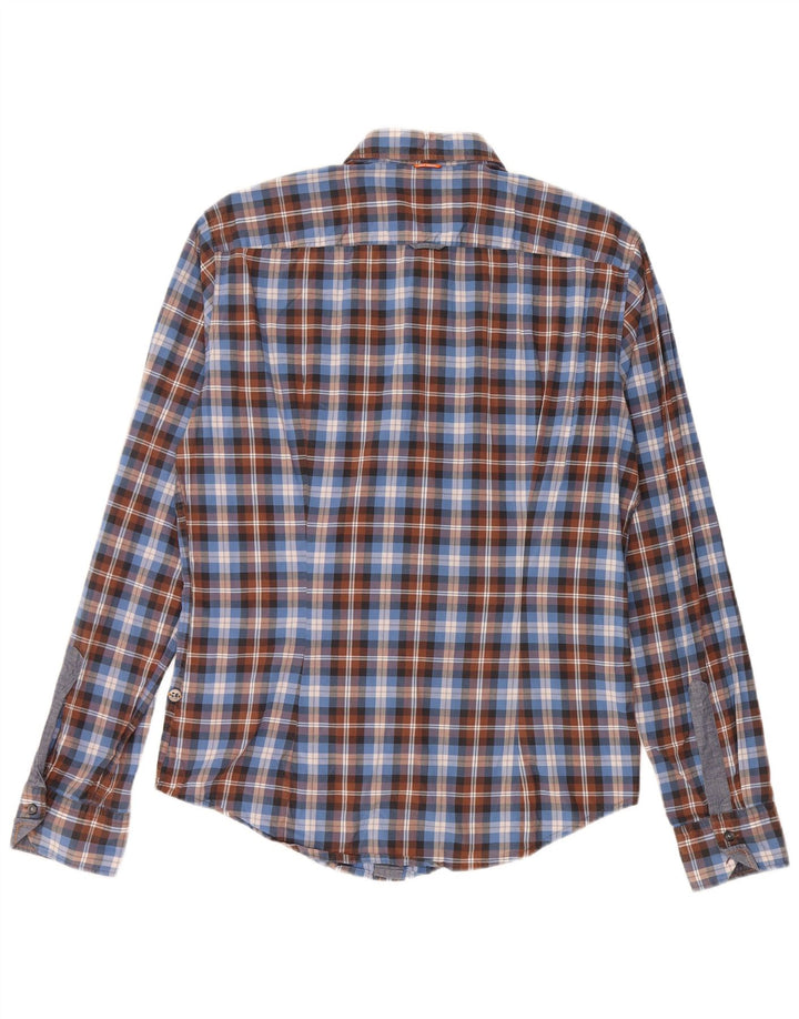 Koszula męska HUGO BOSS, bawełniana w średnią niebieską kratkę