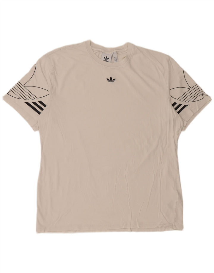 Męska koszulka z grafiką Adidas, duża, biała, bawełniana