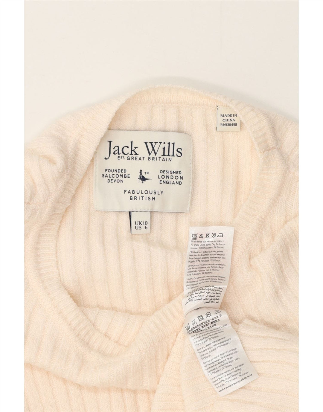 Bluzka damska Jack Wills Top UK 10, mała, złamana biel, poliester