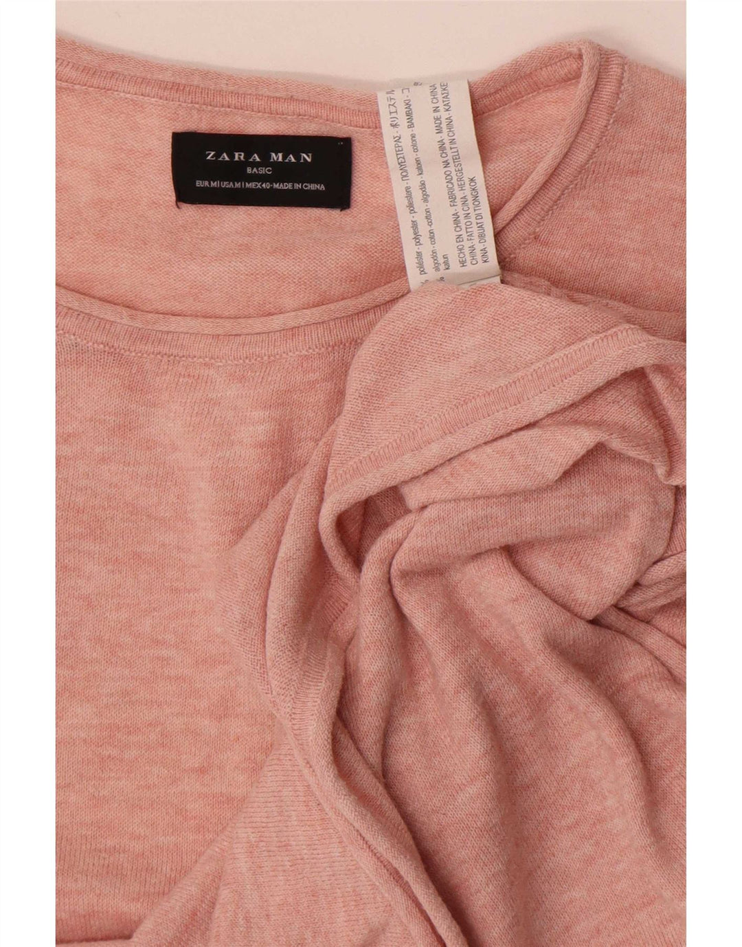 T-shirt męski Zara, średni, różowy, nakrapiany poliester