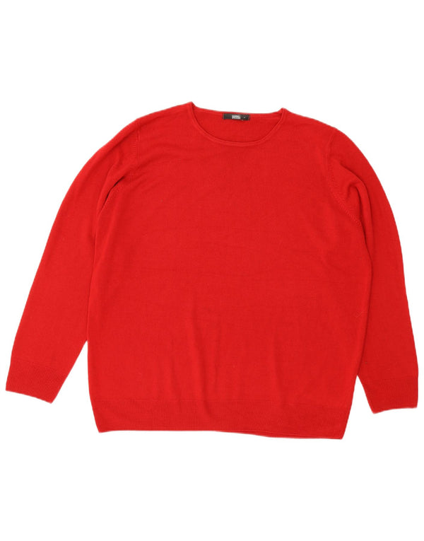 Marks & Spencer Damski sweter z okrągłym dekoltem UK 20 2XL Czerwony akryl