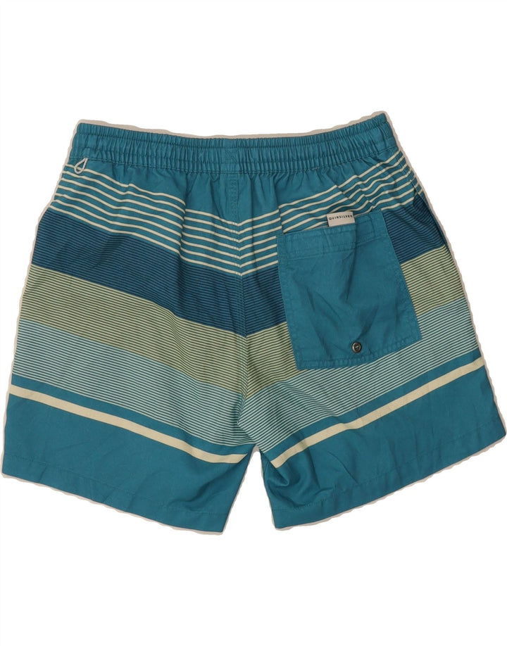 QUIKSILVER Mens Swimming Shorts Small  Blue Striped Polyester Vintage Quiksilver and Second-Hand Quiksilver from Messina Hembry 