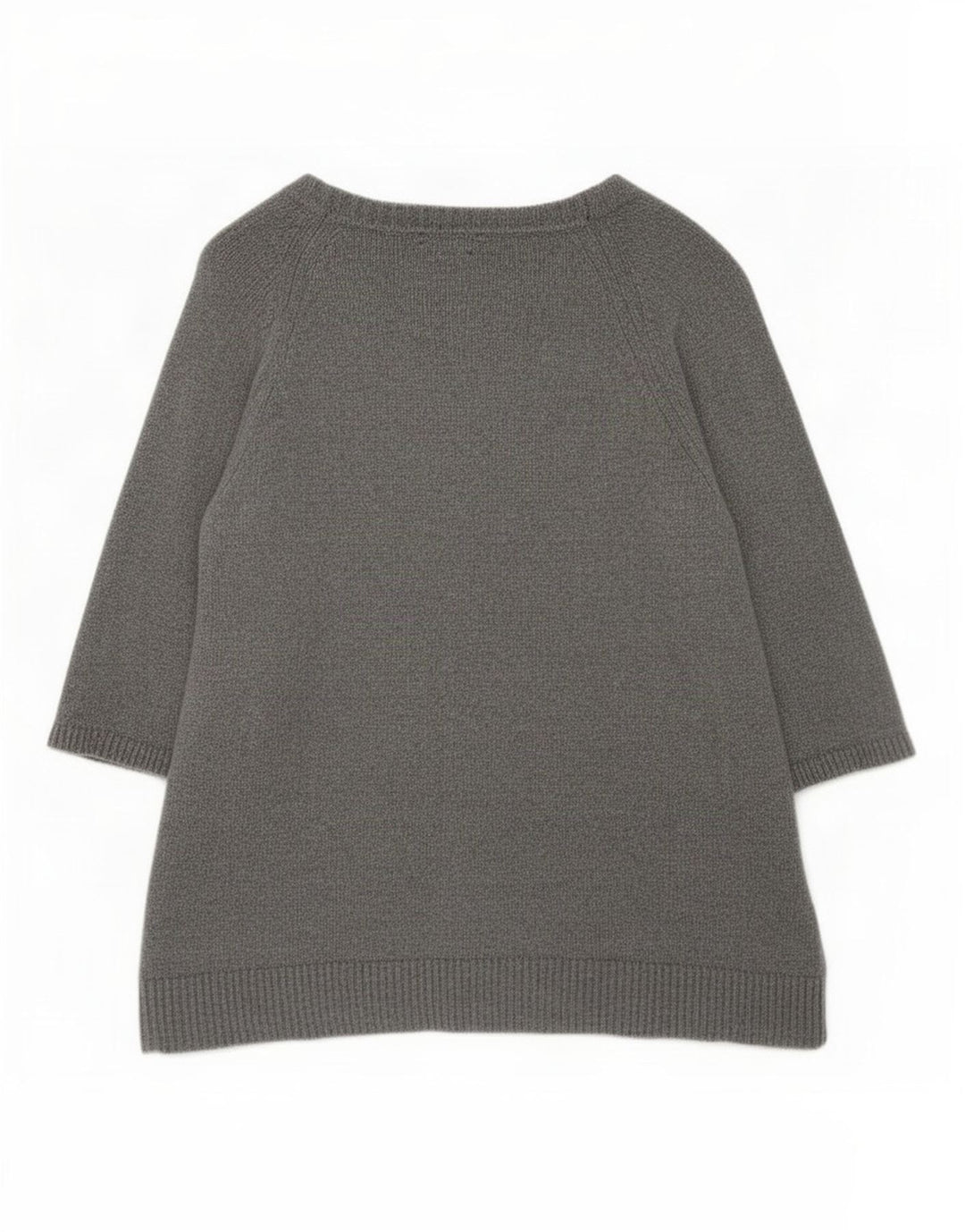 Sweter damski Massimo Dutti z rękawem 3/4 i dekoltem w kształcie litery V, UK 14, średni szary