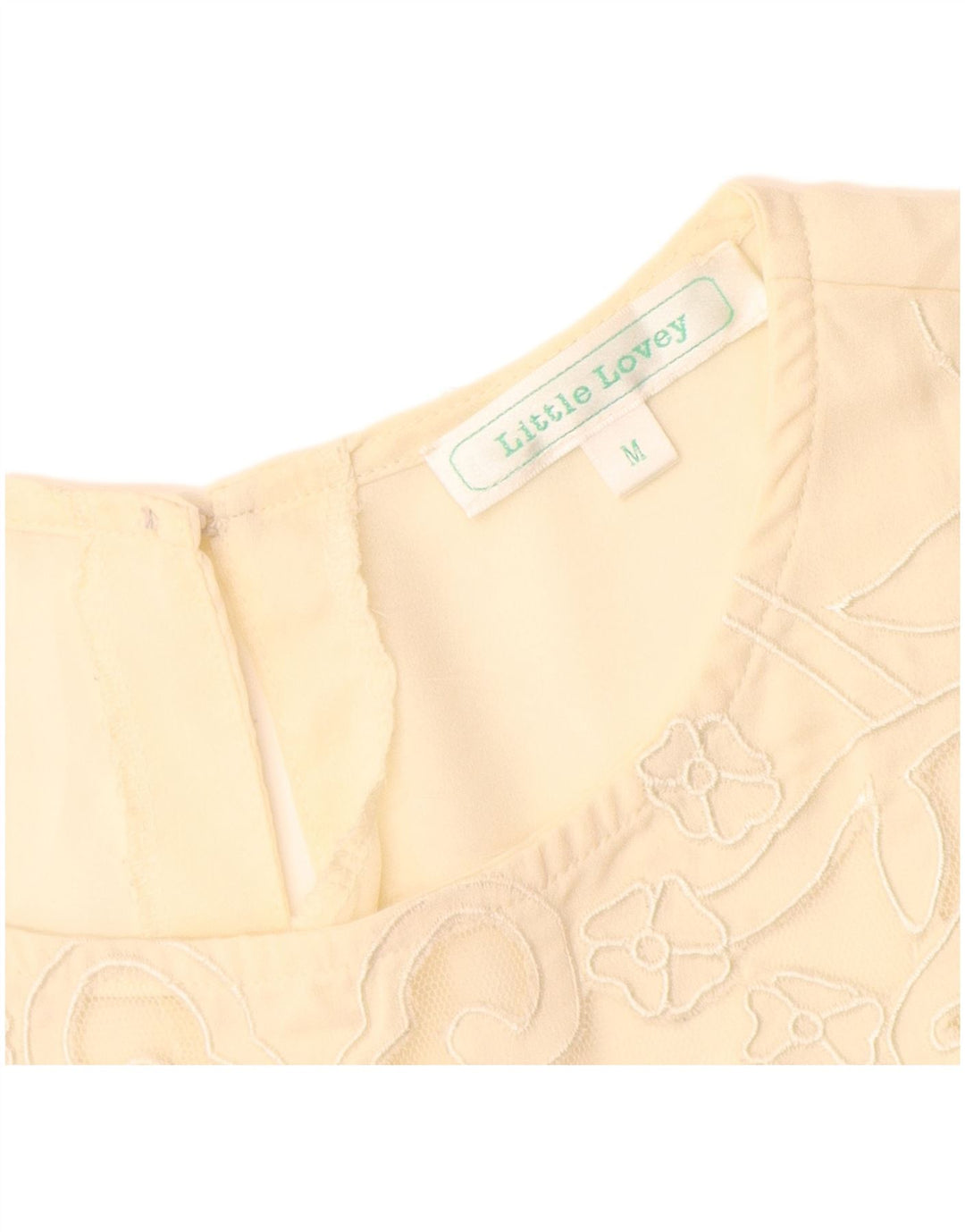 Bluzka damska Vintage Top UK 12 Średni Beżowy Kwiatowy Poliester