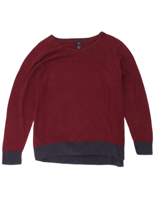 Gap Womens Boat Neck Jumper Sweater UK 18 XL Burgundy Colourblock Cotton