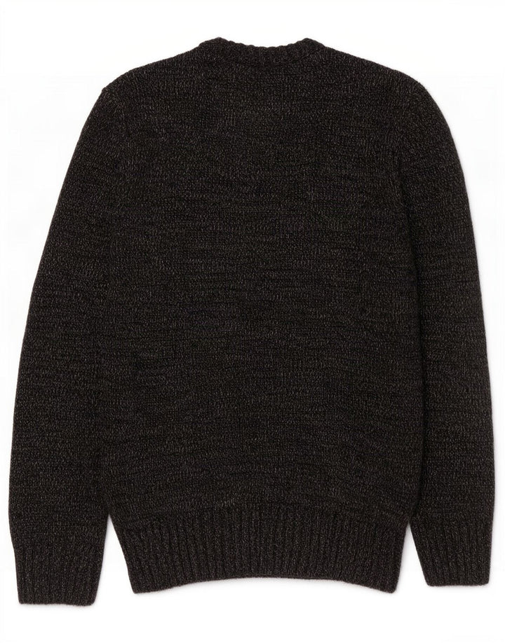 Męski sweter Superdry z graficznym wycięciem pod szyją, średnio szary, nakrapiany akryl