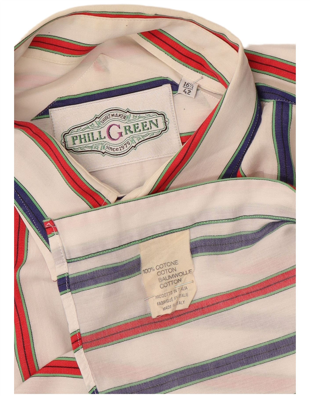 Koszula męska VINTAGE Rozmiar 16 1/2 42 Duża, wielobarwna, bawełniana w paski