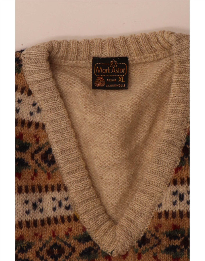 Mark Astor Męski podkoszulek XL z kamizelką w kolorze beżowym Fair Isle Wool