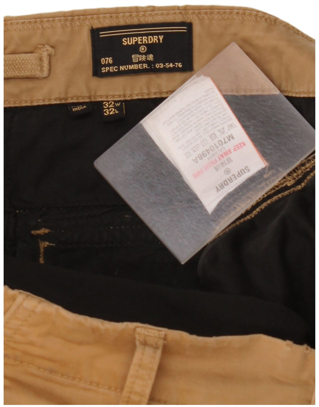 Męskie proste spodnie cargo SUPERDRY W32 L32 Beżowa bawełna