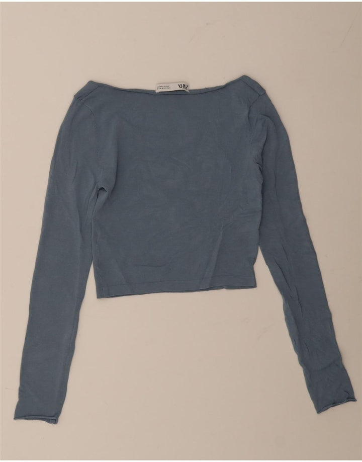 Damski top z odkrytymi ramionami Zara UK 12, średni niebieski, wiskoza