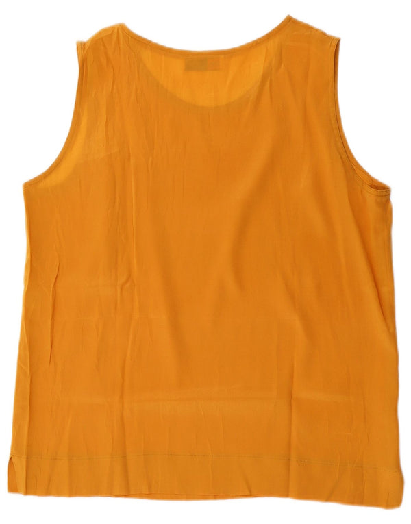 Damska bluzka bez rękawów w stylu vintage, UK 14, średni żółty octan