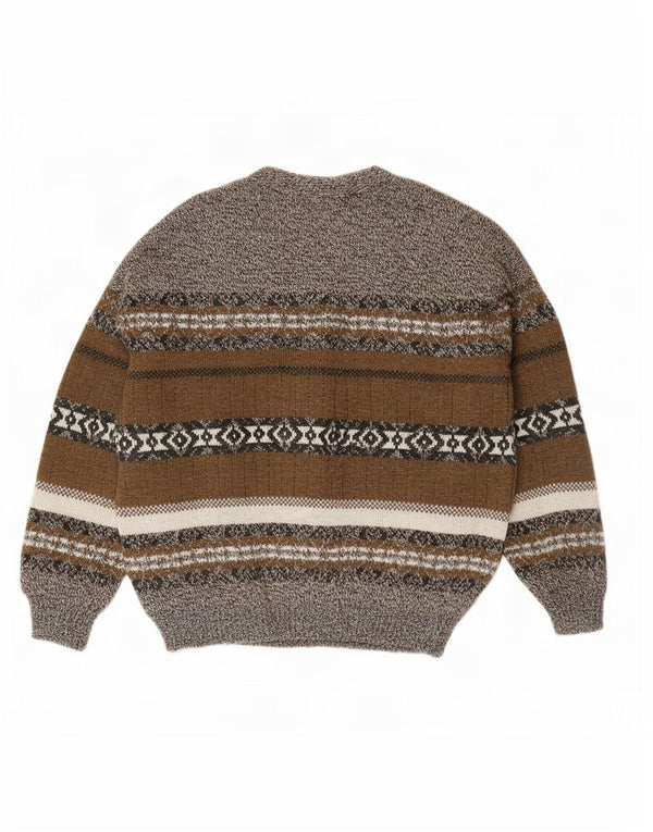 Vintage męski sweter rozpinany XL szary Fair Isle