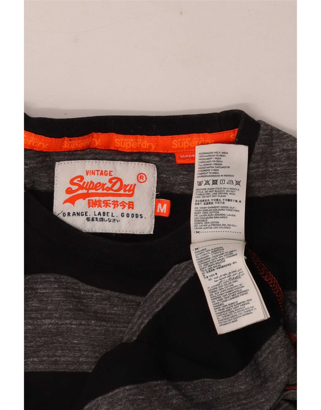 T-shirt męski Superdry Średnio szary, bawełniany w paski