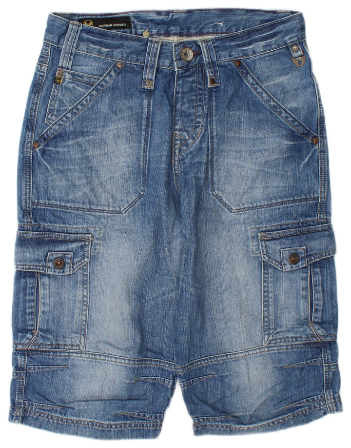Męskie spodenki jeansowe cargo w stylu vintage W30 Średnioniebieskie bawełniane