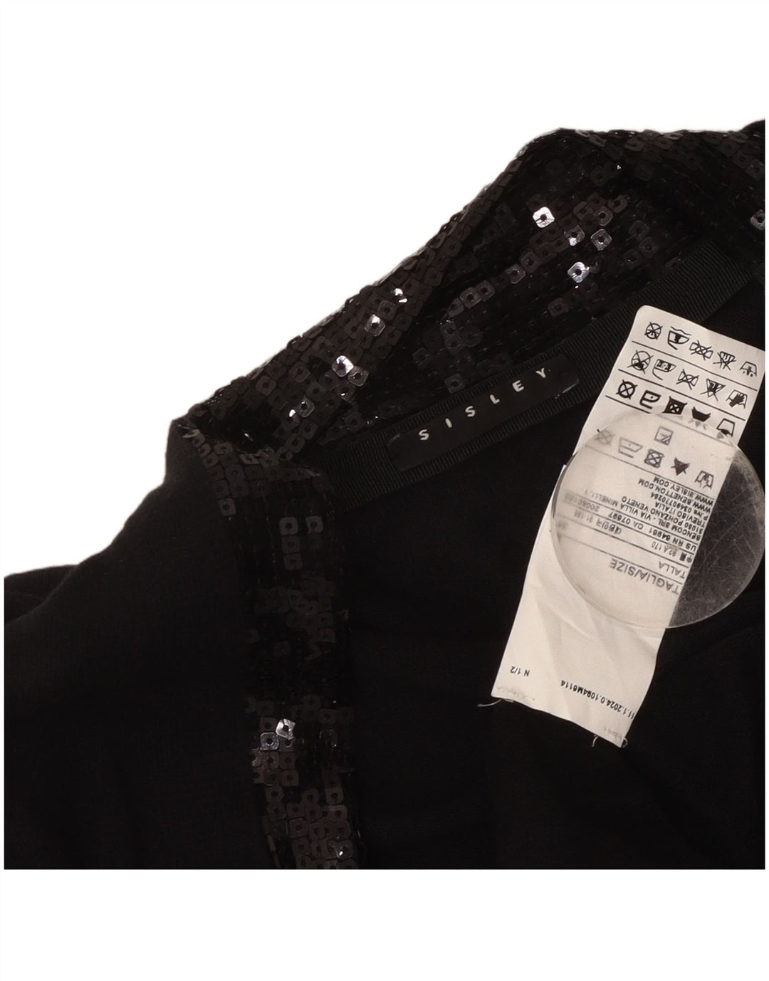 Sweter damski Sisley z otwartym kardiganem UK 14, duży, czarny, bawełniany