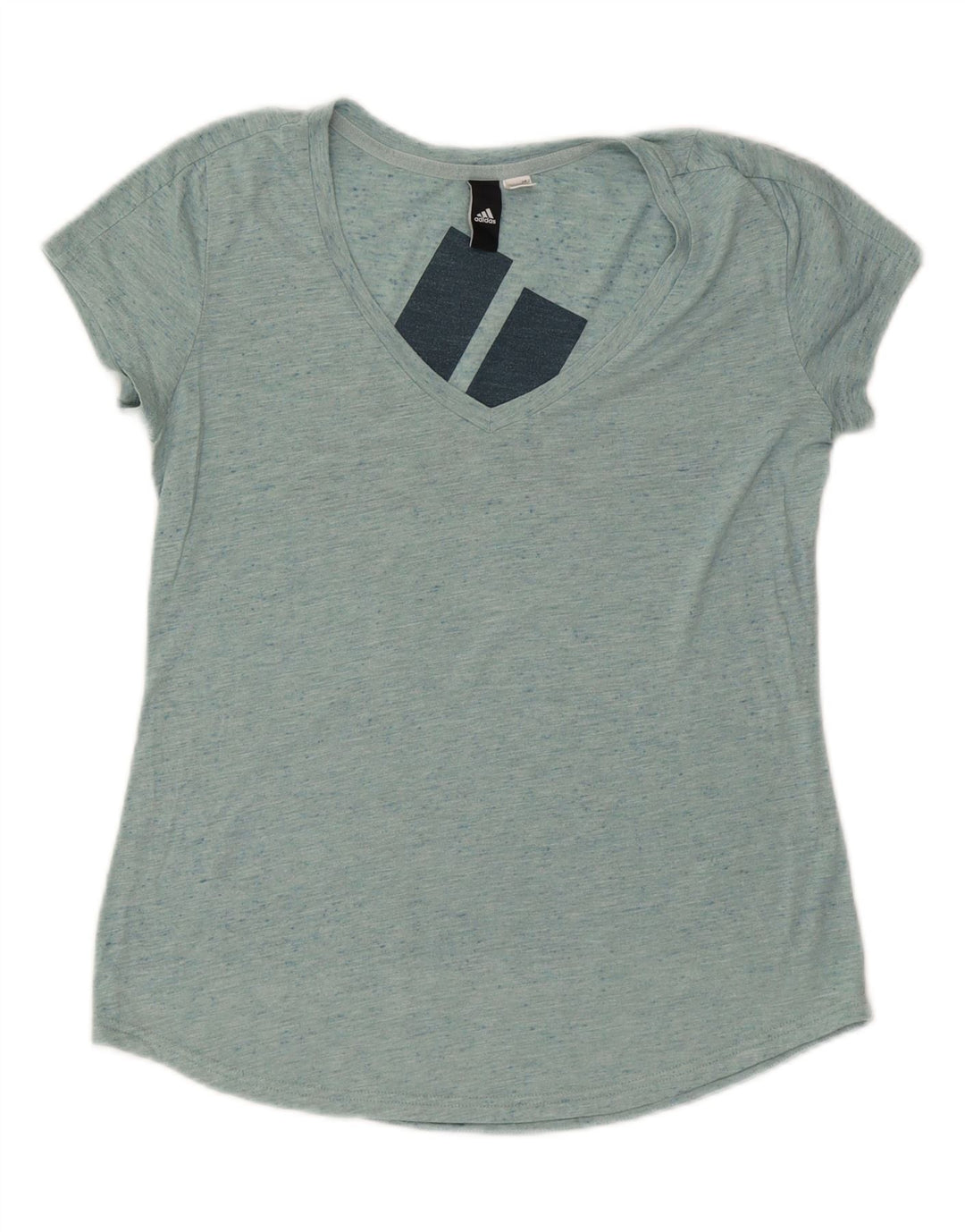 ADIDAS Womens Graphic T-Shirt Top UK 14 Medium Blue Flecked Vintage Adidas and Second-Hand Adidas from Messina Hembry 