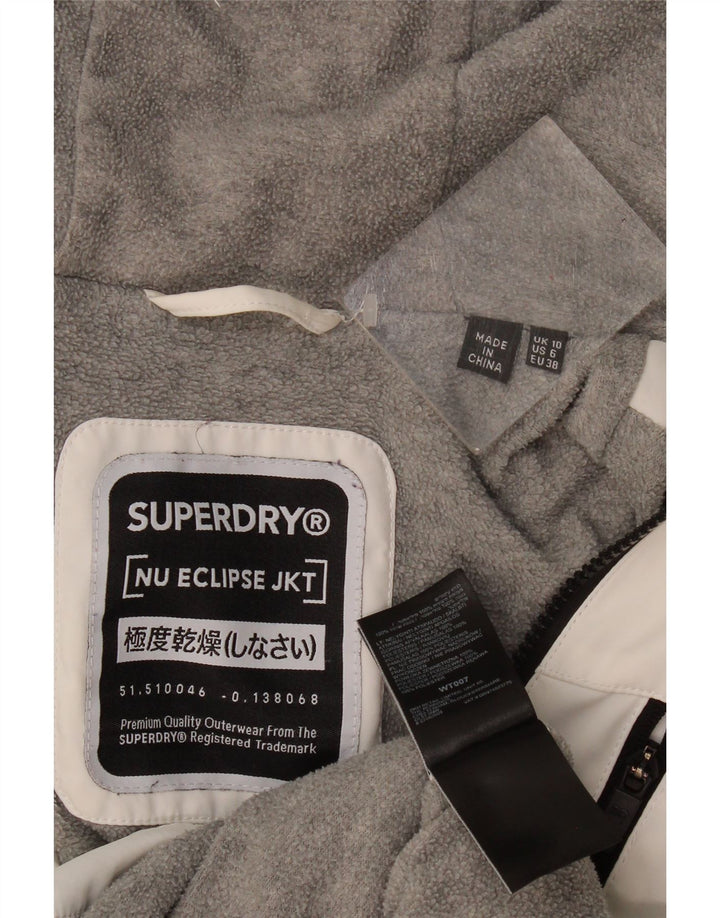 Damska kurtka wiatrówka Superdry z kapturem, oversize UK 10, mała, biała