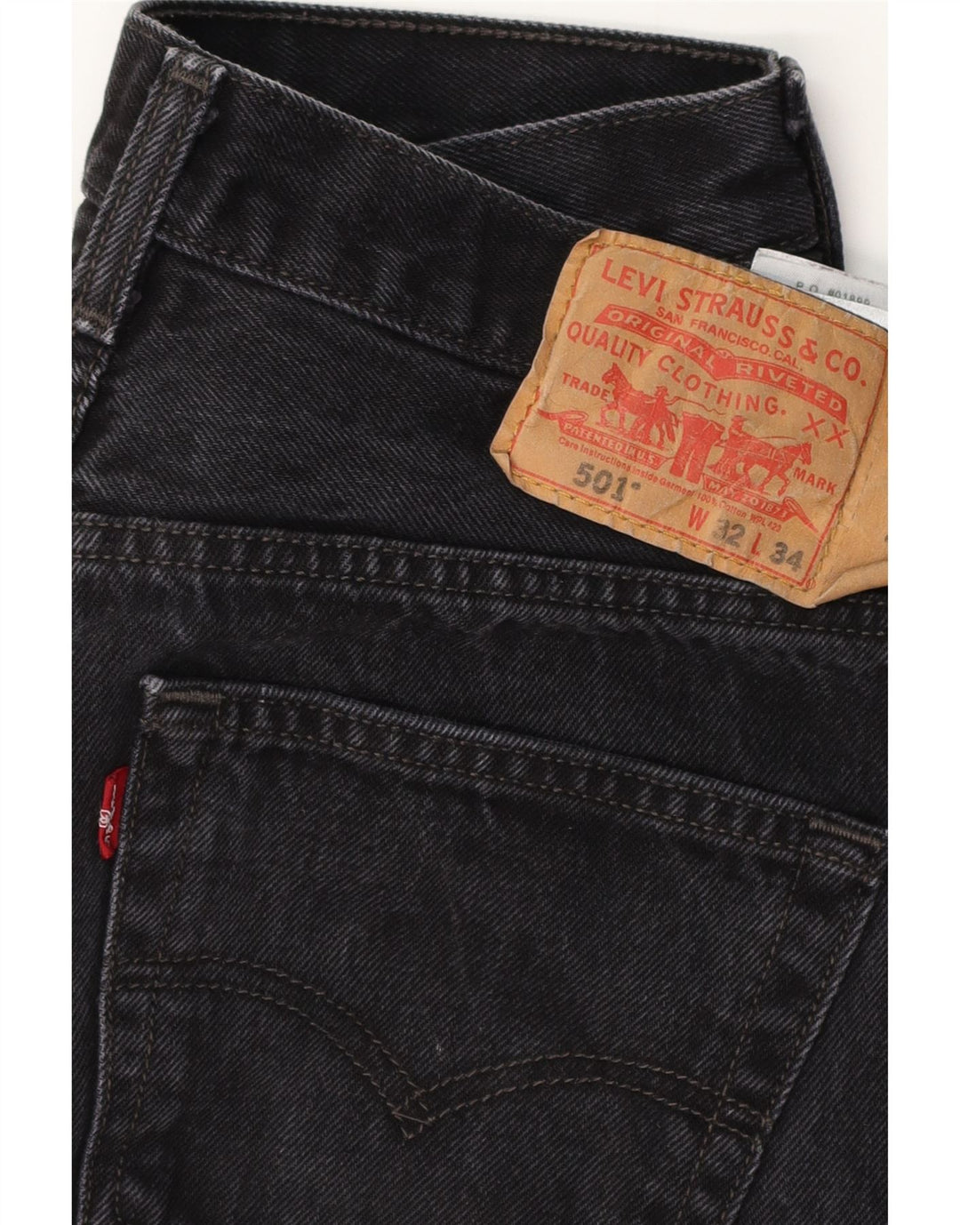 Męskie dżinsy LEVI'S 501 Straight W32 L30 Czarna bawełna